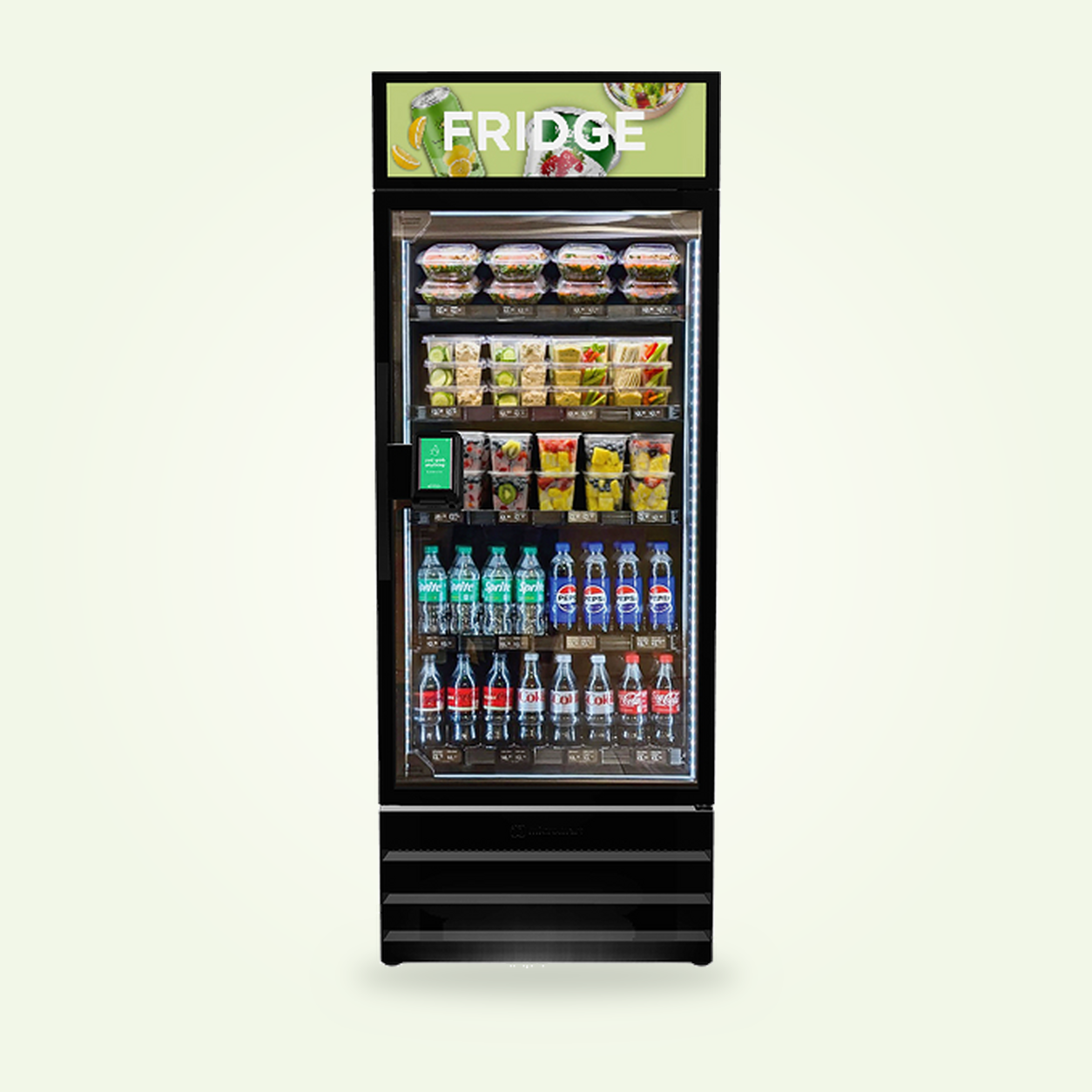 Full view of a MicroMart AI Smart Store single-unit smart fridge